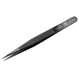 Aven Tools 18056EGBLK EZ Grip Stainless Steel Black Tweezers, #3C Pattern