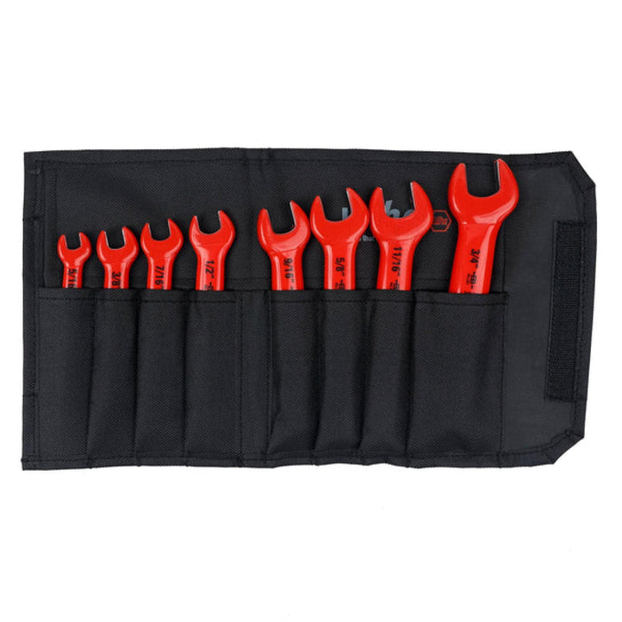 Wiha 20192 Insulated Open End Wrench SAE Pouch Set, 8 Piece