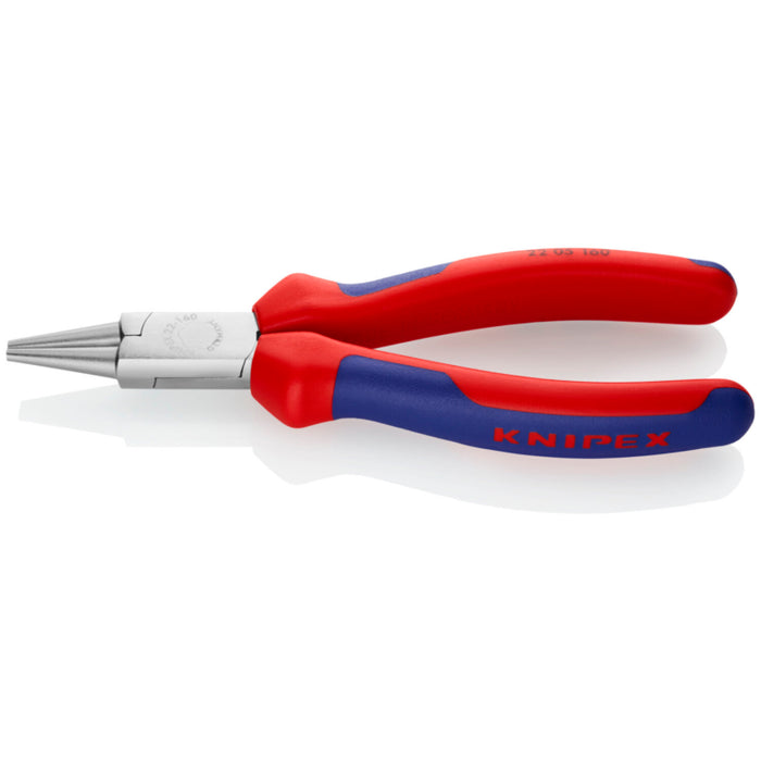 Knipex 22 05 160 Round Nose Pliers 6 1/4" with soft handle chrome plated