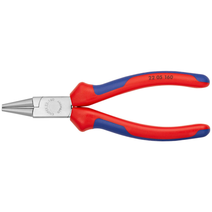Knipex 22 05 160 Round Nose Pliers 6 1/4" with soft handle chrome plated
