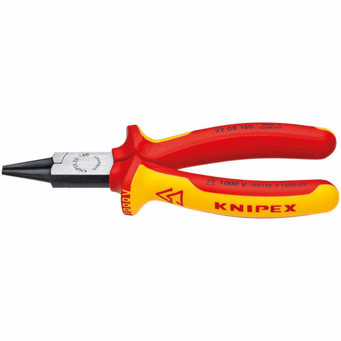 Knipex 22 08 160 SBA 1,000V Insulated Round Nose Pliers, 6 1/4"