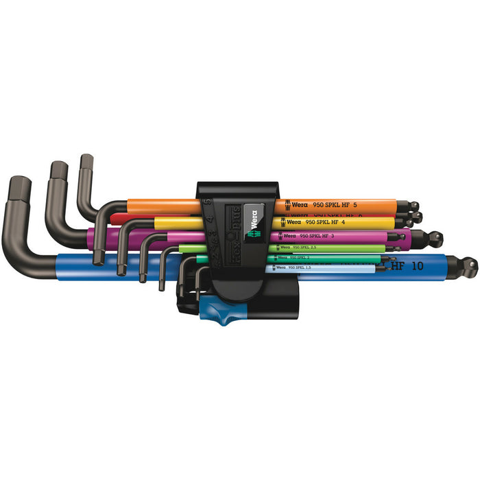 Wera 950/9 Hex-Plus Multicolour HF 1 L-key set, metric, BlackLaser, with holding function, 9 pieces