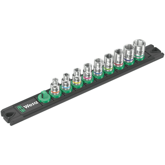 Wera Magnetic socket rail A Imperial 1 Zyklop socket set, 1/4" drive, imperial, 9 pieces