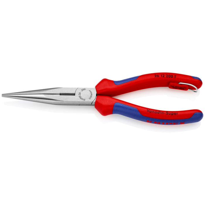 Knipex 26 12 200 T BKA 8" Long Nose Pliers with Cutter, Tether Attachment - Comfort Grip