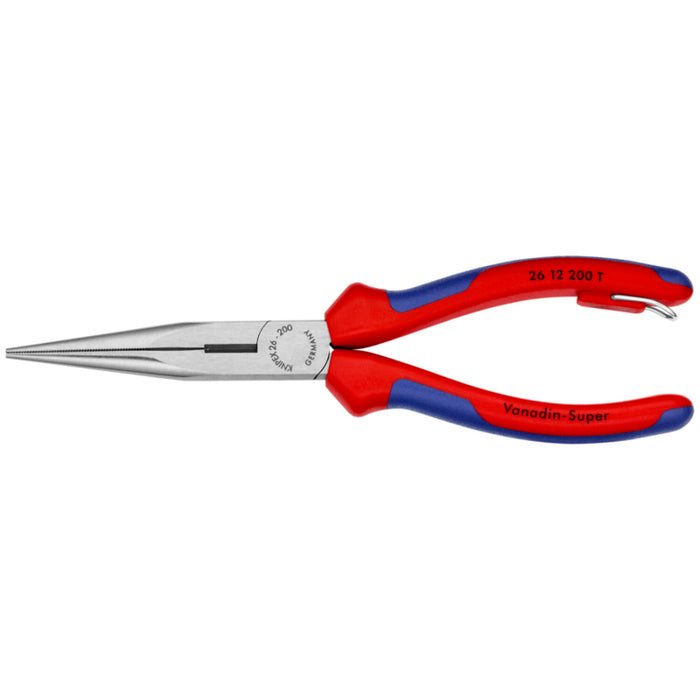Knipex 26 12 200 T BKA 8" Long Nose Pliers with Cutter, Tether Attachment - Comfort Grip