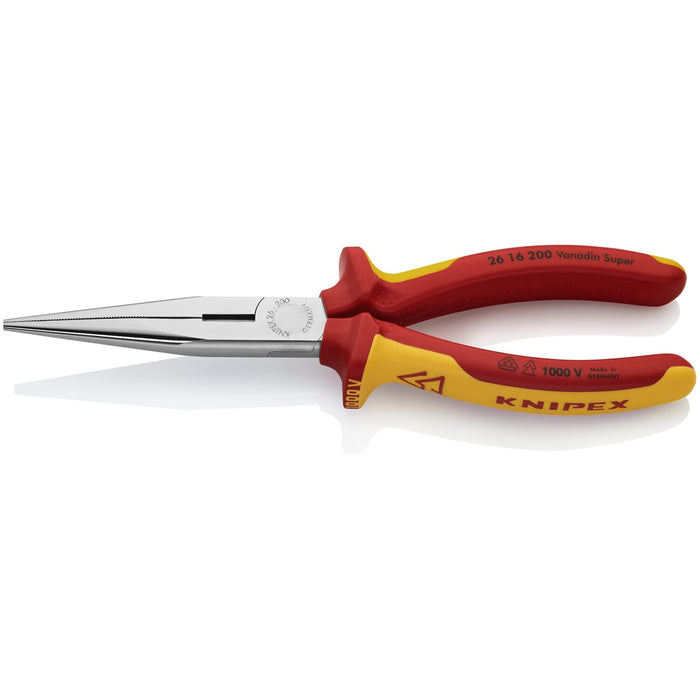 KNIPEX 26 16 200 Long Nose Pliers with Cutter-1000V Insulated, 8 inches