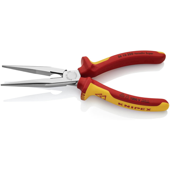 KNIPEX 26 16 200 Long Nose Pliers with Cutter-1000V Insulated, 8 inches