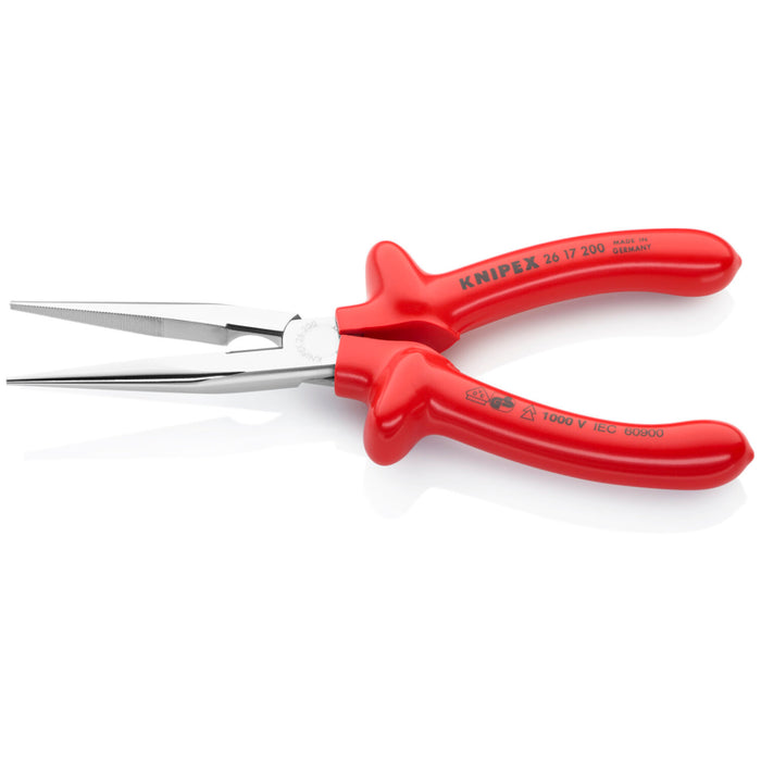 Knipex 26 17 200 Long Nose Pliers with Cutter, 1000 Volt Rated, 8 Inch