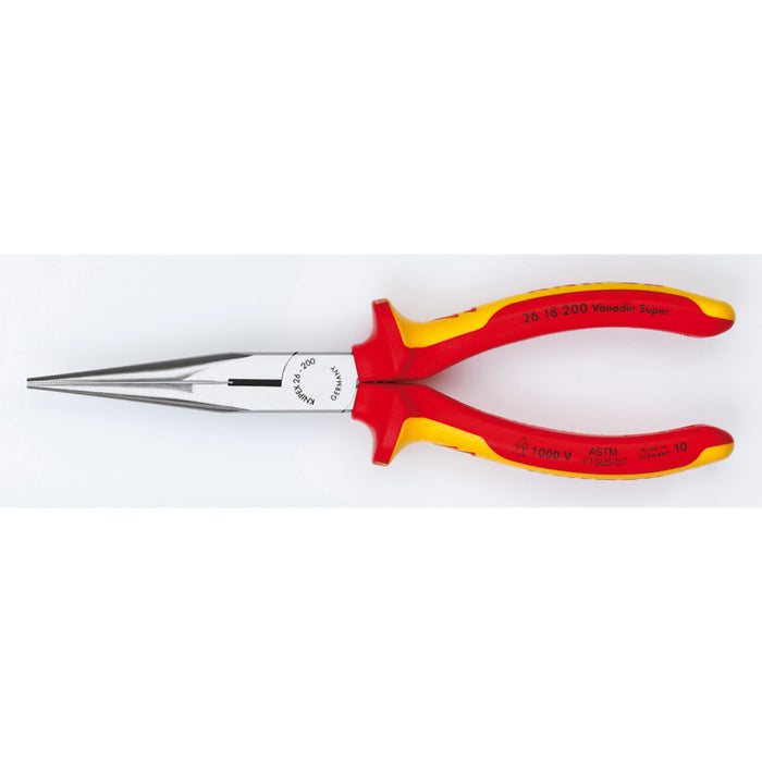 Knipex 26 18 200 SBA Long Nose Pliers with Cutter, 1000 Volt Rated, 8 Inch