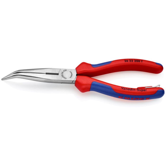 Knipex 26 22 200 T BKA 8" Angled Side Cutting Long Nose Pliers with Tether Attachment-Comfort Grip