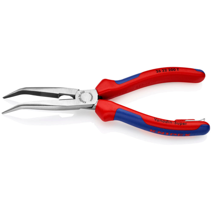Knipex 26 22 200 T BKA 8" Angled Side Cutting Long Nose Pliers with Tether Attachment-Comfort Grip
