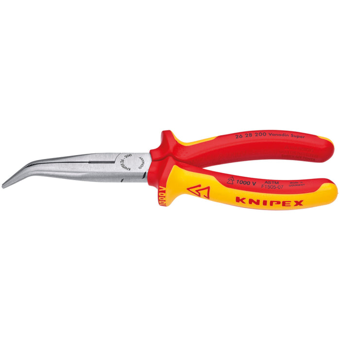 Knipex 26 28 200 SBA Angled Long Nose Pliers - 1,000V Insulated