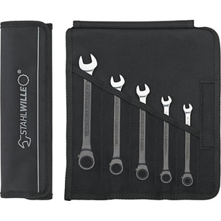 Stahlwille 96411705 17/5 Combination Ratcheting Spanner Set w/ Roll-Up Wallet