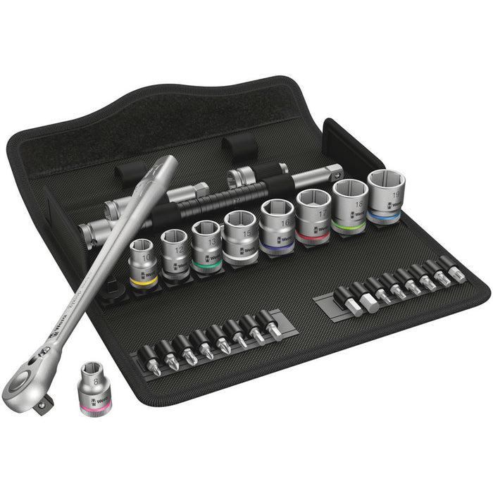 Wera 8100 SB 8 Zyklop Metal Ratchet Set with switch lever, 3/8" drive, metric, 29 pieces