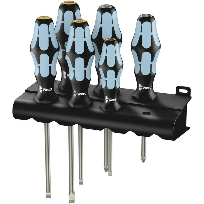 Wera 3334/3355/6 Screwdriver set, stainless and rack, 6 pieces