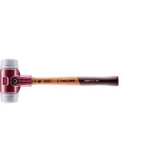 Halder 3003.050 Simplex Mallet with Grey Rubber Inserts, Non-Marring, Cast Iron Housing and Wood Handle