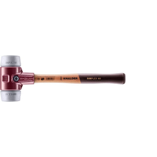 Halder 3003.060 Simplex Mallet with Grey Rubber Inserts, Non-Marring, Cast Iron Housing and Wood Handle