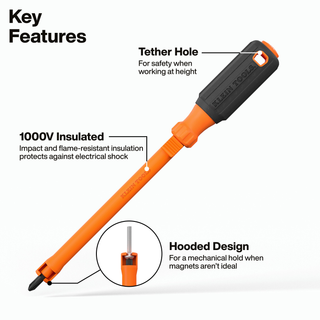 Klein Tools 32214INS #2 Square Insulated Hooded Screw Holding Screwdriver