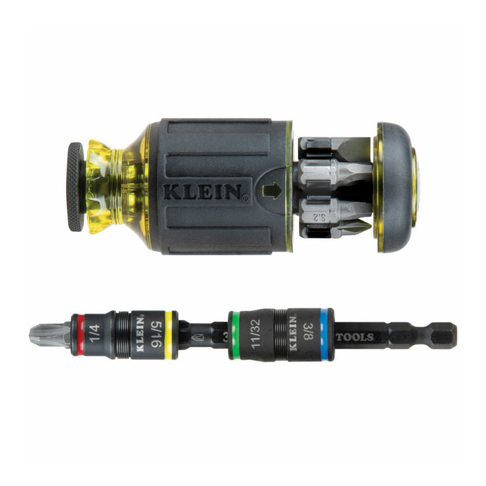 Klein Tools 32308HD 12-in-1 Impact Rated Stubby Driver Set with Flip Sockets