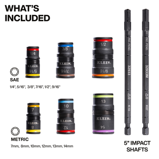 Klein Tools 32933KIT Impact-Rated Flip Socket Set, SAE and Metric