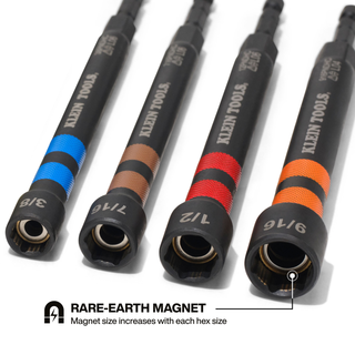 Klein Tools 32940 Magnetic Hollow Color-Coded Power Nut Drivers Set, 6 Pc.