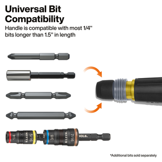 Klein Tools 32960ARCHT Ratcheting Fastbit Tru-Grip Screwdriver, Phillips, Slotted Bits