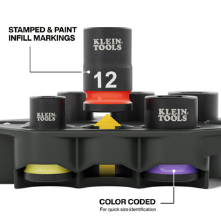 Klein Tools 33808M Grab-And-Go Impact Socket Set, Metric, 7 Pc.