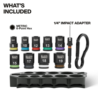 Klein Tools 33809M Grab-And-Go Impact Socket Set, Metric, 10 Pc.