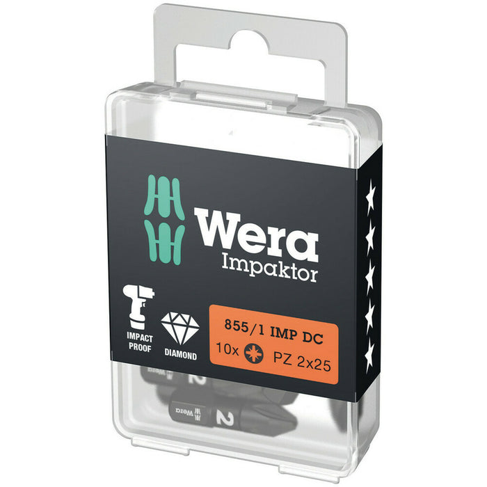 Wera 855/1 IMP DC PZ DIY Impaktor bits, PZ 1 x 25 mm, 10 pieces