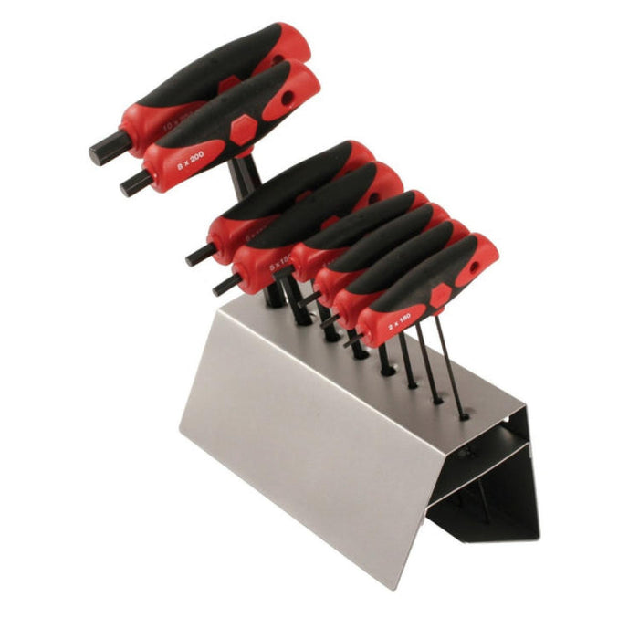 Wiha 33489 8 Piece SoftGrip Metric T-handle Rack Set
