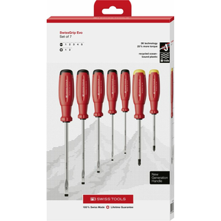 PB Swiss PB 38252.CBB SwissGrip Evo screwdr. set for SLOT+PH, 7 Pieces