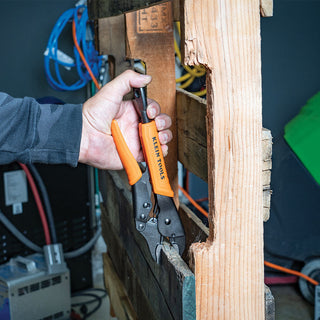 Klein Tools 38664 Locking Pliers Set, C-Clamp, Long Nose, Curved Jaw, 3 Pc.