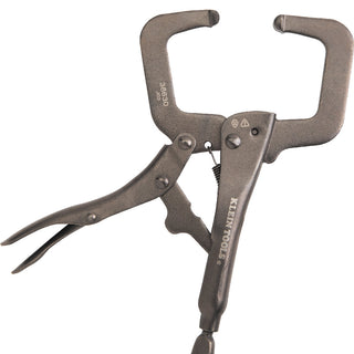 Klein Tools 38664 Locking Pliers Set, C-Clamp, Long Nose, Curved Jaw, 3 Pc.