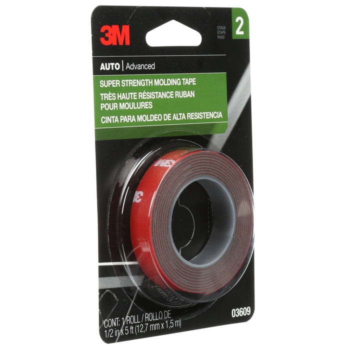 3M Super Strength Molding Tape, 03609, 1/2 in x 5 ft