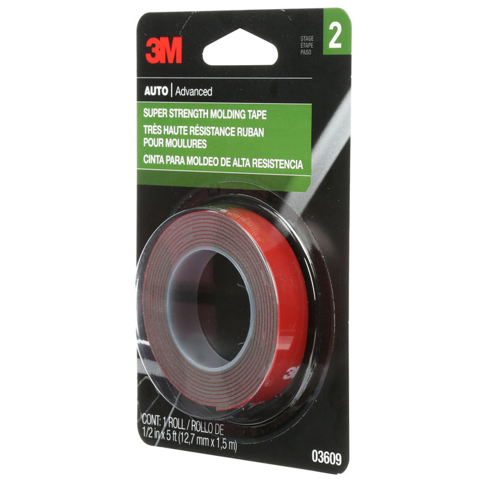 3M Super Strength Molding Tape, 03609, 1/2 in x 5 ft