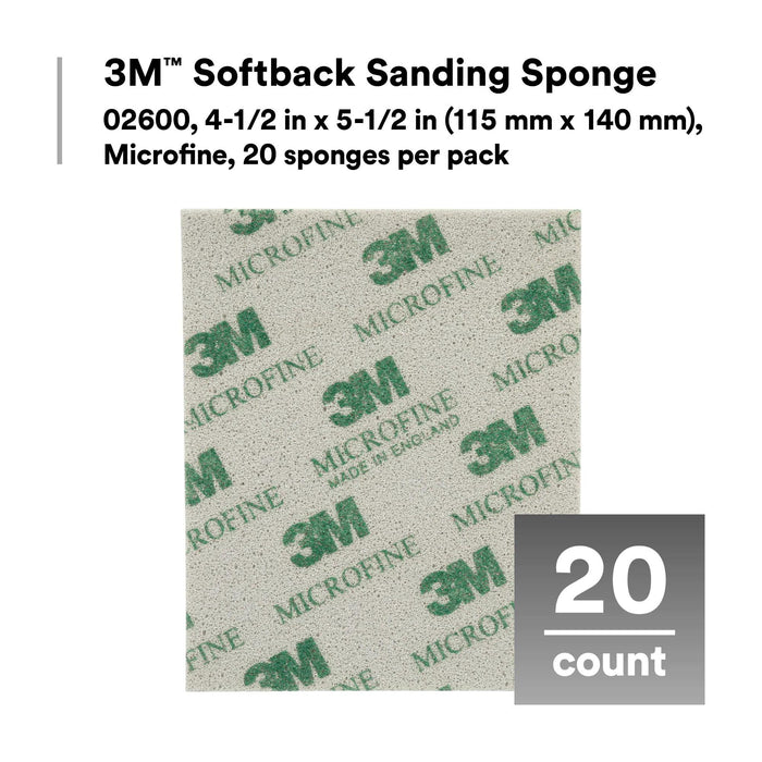 3M Softback Sanding Sponge, 02600, 4-1/2 in x 5-1/2 in, (115 mm x 140
mm)