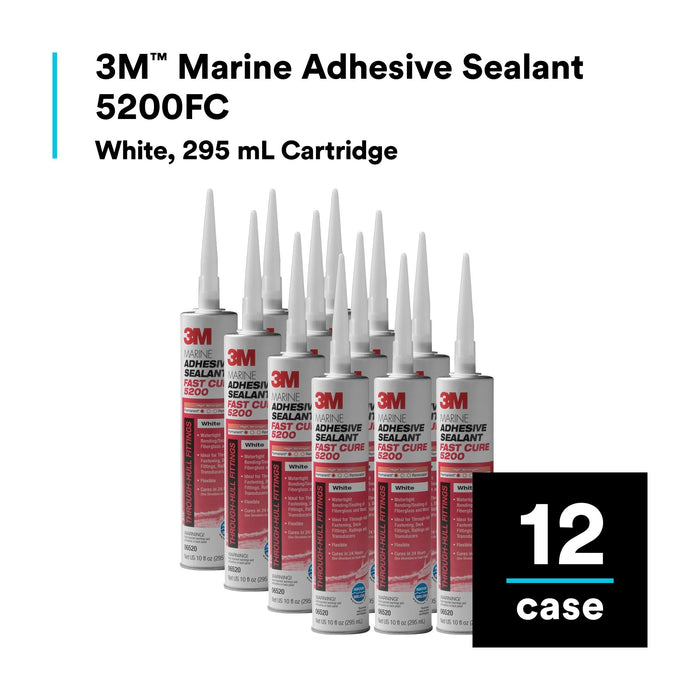 3M Marine Adhesive Sealant 5200FC, Fast Cure, White, 295 mL Cartridge