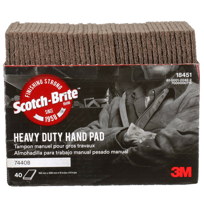 Scotch-Brite Heavy Duty Hand Pad 7440B, HP-HP, A/O Medium, Tan, 6 in x 9 in