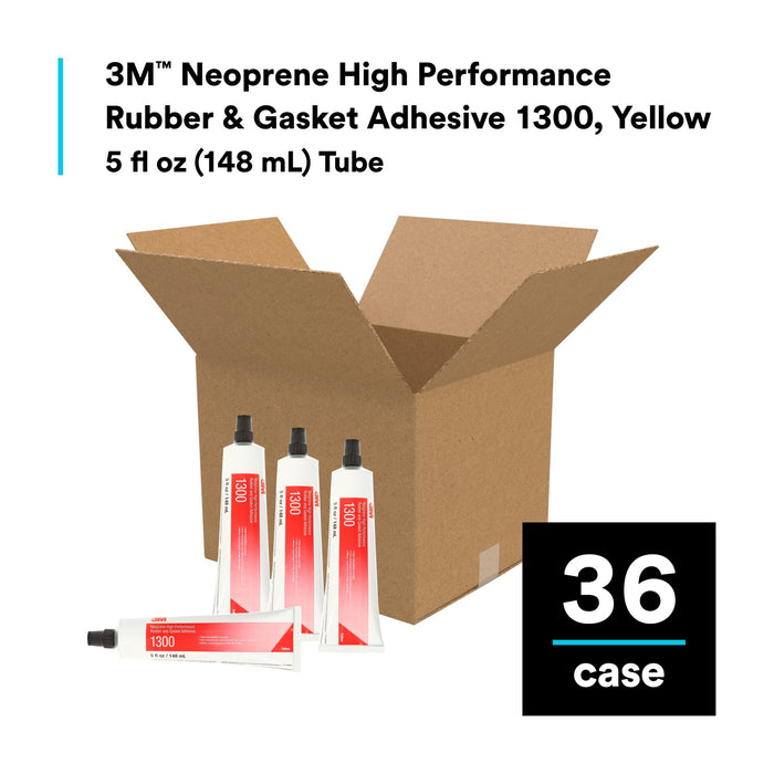 3M Neoprene High Performance Rubber and Gasket Adhesive 1300, Yellow, 5Oz Tube