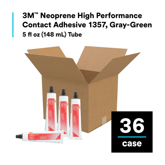 3M Neoprene High Performance Contact Adhesive 1357, Gray-Green, 5 OunceTube