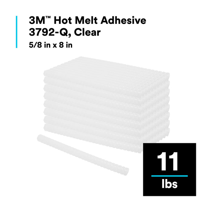 3M Hot Melt Adhesive 3792 Q, Clear, 5/8 in x 8 in