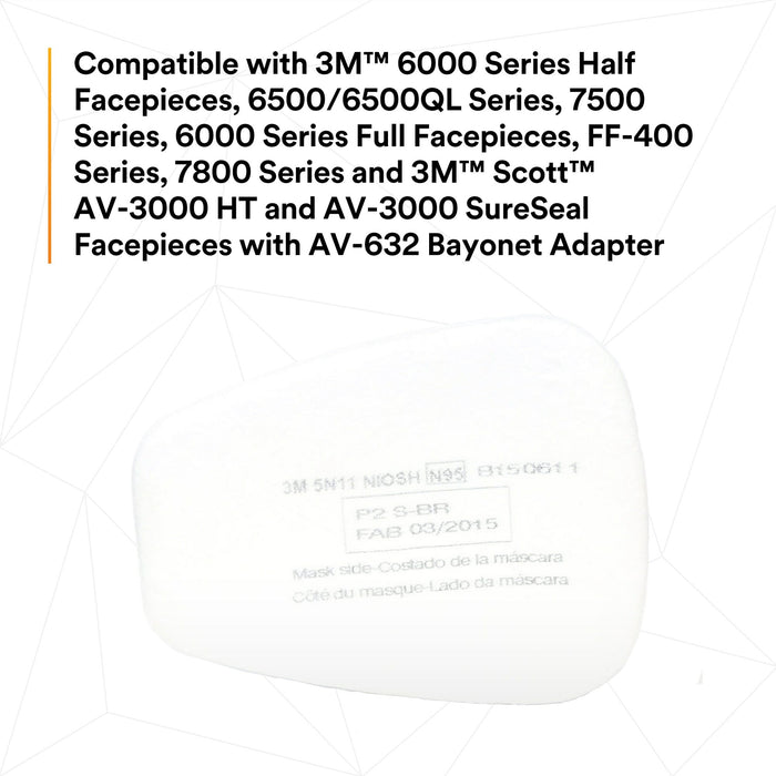 3M Particulate Filter 5N11, N95 100 EA/Case