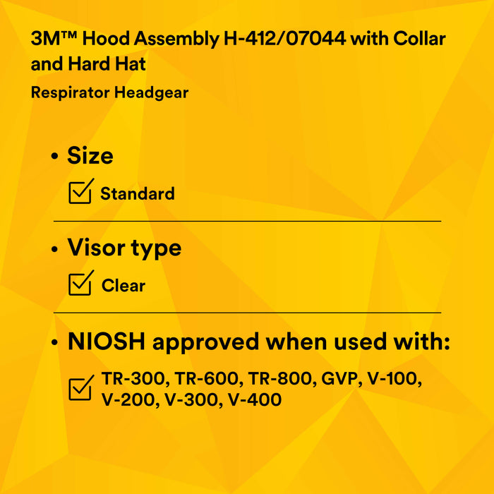3M Hood Assembly H-412/07044(AAD), with Collar and Hardhat 1 EA/Case