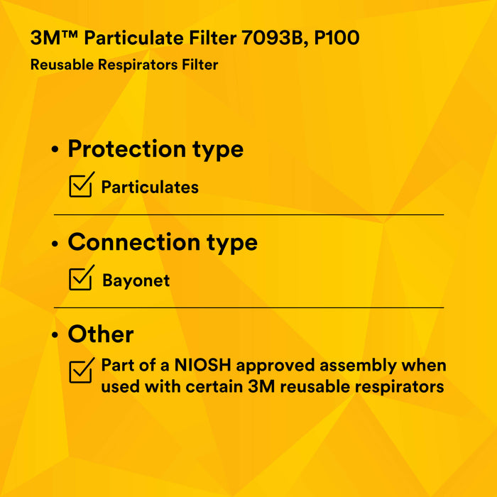 3M Particulate Filter 7093B, P100 144 EA/Case