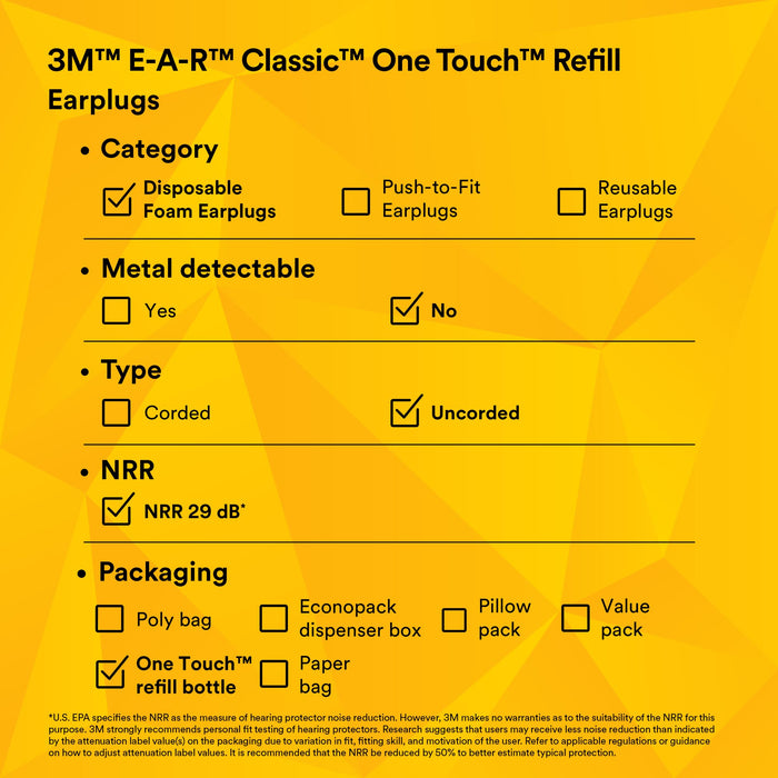 3M E-A-R Classic One Touch Refill 391-1001