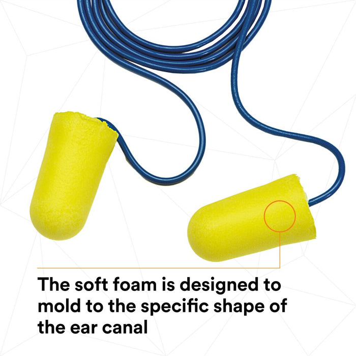 3M E-A-R TaperFit 2 Earplugs 312-1224, Corded, Large Size