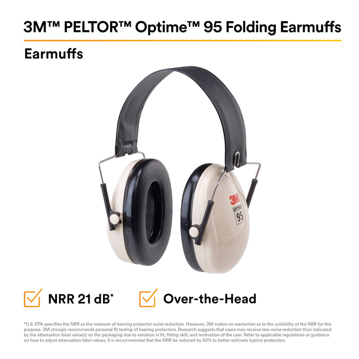 3M PELTOR Optime 95 Folding Earmuffs H6F/V, Over-the-Head