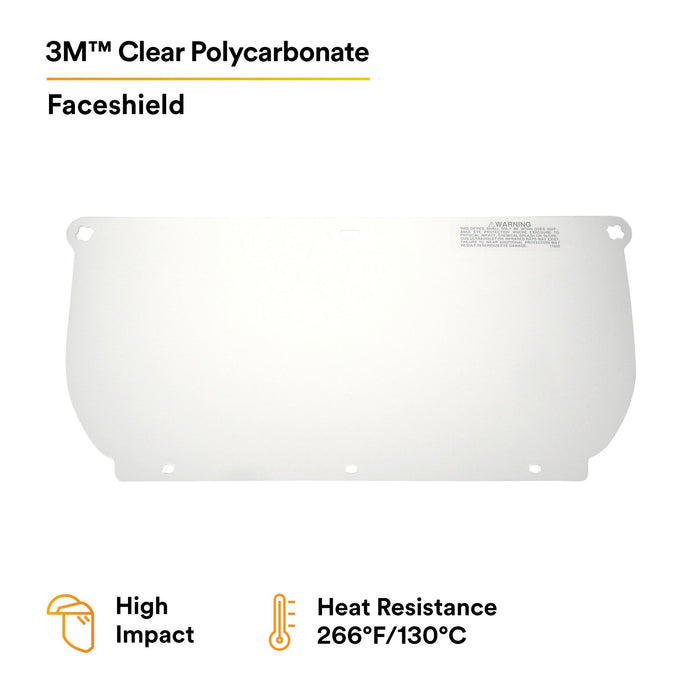 3M Clear Polycarbonate Faceshield WP98, 82543-00000, Flat Stock 10EA/Case
