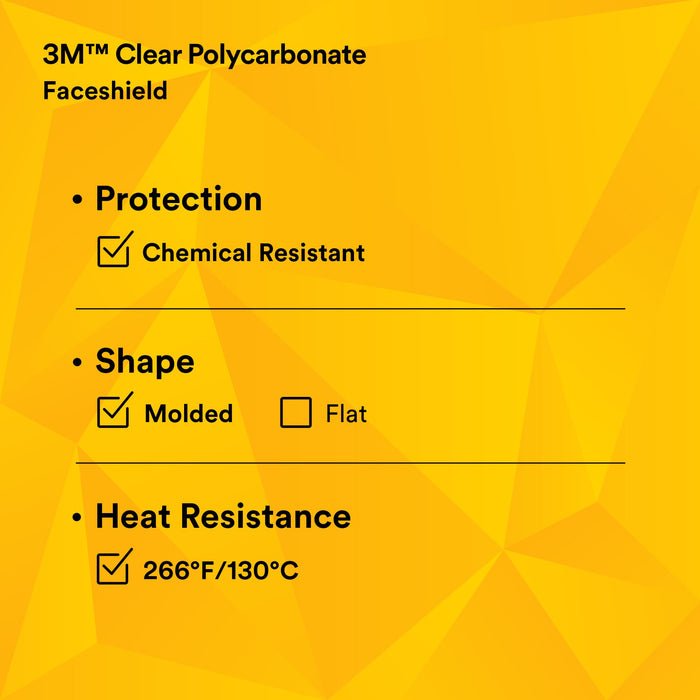 3M Clear Polycarbonate Faceshield WP96, 82701-00000, Molded 10 EA/Case