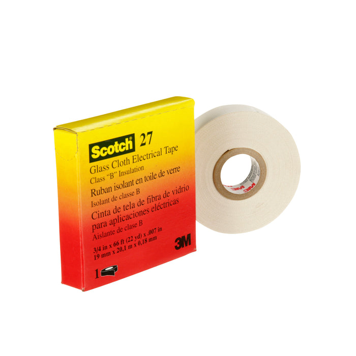 3M Glass Cloth Electrical Tape 27, 3/4 in x 66 ft